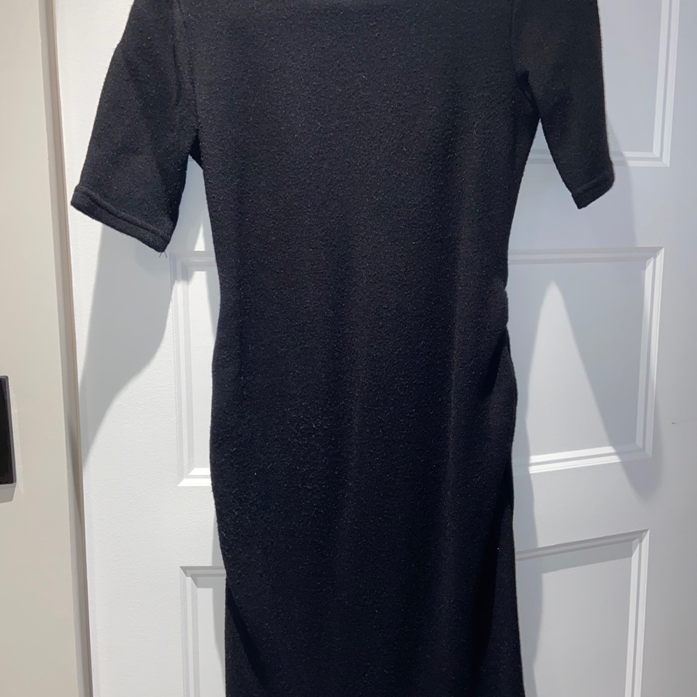 Black Knit Funnel Neck Maternity Sweater Dress